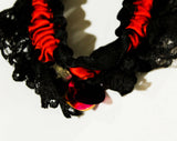 1960s Striptease Panty & Matching Garter - Burlesque Showgirl - 60s Nightclub Stage Stripper Bikini G String - Red Beads and Black Satin