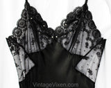Size 6 Fine Black Negligee - Lucie Ann Beverly Hills - Silk Satin Trousseau Nightgown - Pin Up Girl Bias Cut - Exceptional Quality - Bust 34