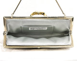 Gold Mesh Formal Purse with Chain Strap - 1980s Evening Glamour Bag - Metallic Black Swirl Metal Clutch 80s Handbag - Pristine Condition