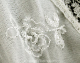 Size 4 Vintage White Full Slip - 1950s Lingerie - 50s Classic Dress Slip - Thin Tricot & Lace with Embroidery Scallops - Double Layer Knit
