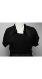 Size 12 Satin Doll 1940s Black Crepe & Satin Evening Dress - Large - Old Hollywood Style - Wartime Era - Bust 42 -Waist 30 - 36586-1