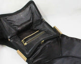 1940s Avant Garde Black Handbag - Modernist 40s Asymmetric Purse with Fringed Flap - 40's Winter Bag with Film Noir Style - Lewis Label