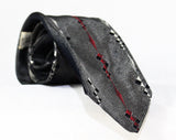 1950s Christian Dior Tie - 50s Steel Gray Silk Designer Necktie with Static Stripes - Mid Century Office Wear - NY Paris - Maroon & Black