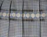 Size 6 1950s Gingham Skirt - Light Blue Checked Cotton 50s Full Pleated Summer Skirt with Original Belt - Sheer Stripes - Waist 26 - 50144