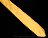 1950s Men's Skinny Tie - Gold & Silver Silk Satin - Art Deco Mid Century Cubist Brocade - Handsome Rockabilly 50's Necktie - Bassin New York
