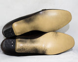 Size 7 Leather Loafers - Unworn Dark Brown Black 60s Shoes - 1960s Mod Casual Buckled Loafer - Antique Style - 7C Wide Width 60s Deadstock