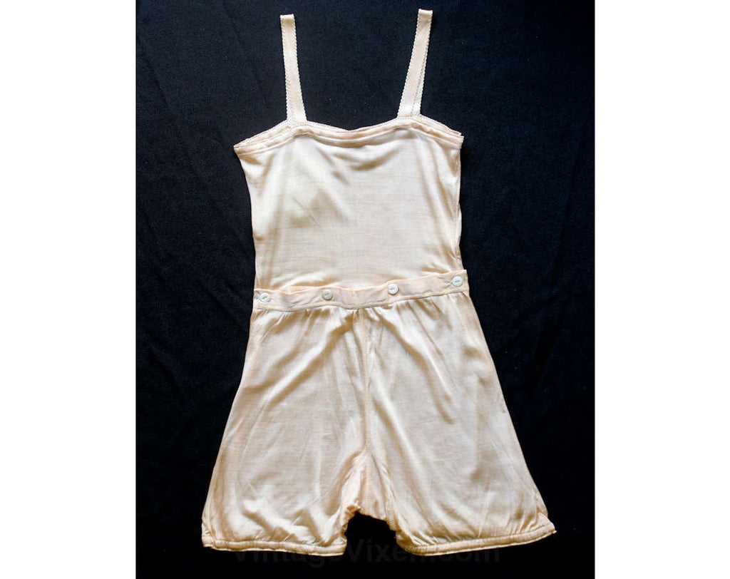 1920s Girl's Underwear - Authentic 20s Peach Jersey Step-In Chemise wi –  Vintage Vixen Clothing