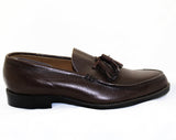 Men's Size 5 1/2 Shoes - 1950s Brown Leather Mens Loafers with Classic Tassels - Preppy 50s 60s - 5.5 - NOS Original Box 50s Deadstock