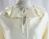Size 12 Satin Black & White Two-Piece Dress - Poet Blouse with Mini Skirt - 80s Disco Glam - Blousy - Dramatic - Waist 24 to 30 - 42970