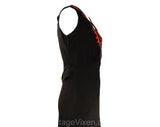 Size 6 Black 1930s Evening Dress with Gorgeous Red Beading - Art Deco Tropical Leaves Beadwork - Late 1920s Early 30s Flapper Party Gown