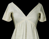 Size 4 Rudi Gernreich Mini Dress - Small 1960s Designer Minimalist Modern Sheath - Short Sleeved Ivory Wool Knit Baby Doll Empire - Bust 33