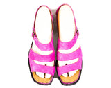 Size 6 Purple Sandals - 1960s Orchid Suede Summer Shoes - 60s Open Toe Mod Pumps - Zig Zag Stripe Design - NOS NWT NIB Vogue Deadstock - 6M