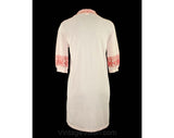 Medium 1960s Summer Robe - Size 10 Pink Tricot Lingerie - Sweet Red Embroidery - Short Half Sleeve - 60s NWT Deadstock - Bust 36.5 - 41560