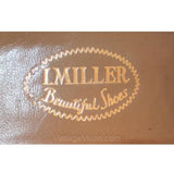 Beautiful Early 1950s Brown Lizard Heels & Original Box - Size 7 AAA - Shoes - High Heels - I. Miller - Electra II Last - Gold Trim- 32361-1