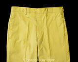 Men's Small Taupe Pant - 1960s Yellow Tan Cotton Dress Trousers - Mid Century Mod Mens Business Wear - 60s Deadstock - Waist 30 Inseam 37