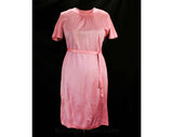 Size 12 Pink Dress - As Is Large 1960s Jersey Knit - 60s Short Sleeved Sheath & Tie Belt - Preppie Cute Spring Summer - Salvage - Bust 40