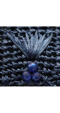 Vintage 1960s Navy Raffia Handbag with Berries Motif - 60s Purse - Made In Japan - Summer - Charming - Classic - Casual - Blue - 36865-1