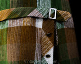 Size 10 Wool Plaid Skirt - 1950s 60s Tan Brown & Sage Green Checked Fall Autumn Secretary Style - 50's Girl Friday Office Wear - Waist 29