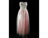 Size 10 1950s Prom Dress - Strapless Evening Gown - 50s Debutante - Boned Bodice - Baby Pink Tulle & Satin - Bolero Jacket - Bust 36 - 43120