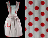 Small 1950s Red Polka Dot Apron - Size 0 to 6 50s House Wife Accessories - Iconic Lucy Hostess Full Apron - Unworn Mint Condition Deadstock