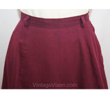 Size 2 Purple Skirt - 1960s Aubergine Cotton A-Line Skirt - XS Casual Classic 60s Separates - 60s Retro Fall Tailored - Waist 24 - 34600-1