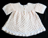 FINAL SALE Knit Baby Dress - Size 6 Months - Girl's 50s 60s Pale Pink Knit with Sweet Yarn Flowers - 1950s Glamour Girl Label - Chest 18