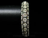 Glam Rhinestone Bangle Bracelet - 1930s Style Jewelry - Sophisticated Glamour - Movie Star Look - Pave Set Rhinestones & Silver Tone Metal