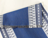 Artisan Place Mats Set of 8 And 2 Matching Table Runners - Mexican Restaurant Style Set - Ethnic Denim Blue & White Rustic Cotton Fringe