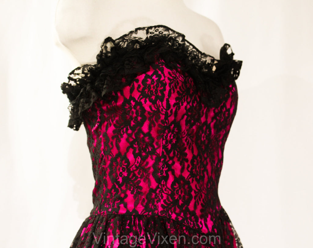 pink and black cocktail dress Size 2 Strapless Cocktail Dress