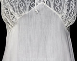 Size 0 Vintage Full Slip - 1950s White Sheer Lingerie - 50s Pure White Fancy Dress Slip by Aristocraft - Sheer Shirred Nylon Flounce Hem NOS
