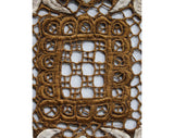 Brown Embroidered Dresser Textile - Table Runner Style Cutwork Embroidery Square - Floral Antique Inspired Doily - Cocoa and Ivory Lattice
