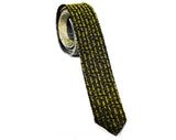 Rockabilly Men's Skinny Tie - 1950s Ultra Narrow Necktie - Black Gray Gold Yellow Feather Quill Brocade - 50s Hepcat Rat Pack Mid Century