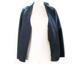 Size 6 Halston Suit - Dark Blue Faux Suede Two Piece - 70s Preppy Designer - Navy Midnight Ultra-Suede Shirt Jacket & Skirt - Waist 26.5