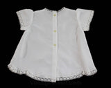 White Baby's Dress - Size 3 Months - Sheer Lightweight White Wash & Wear - Antique Style Hand Sewn Embroidery - 70s 80s Baby Girl's Summer