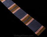 1960s Square End Tie - Mens 60s Preppy Striped Silk Necktie - Gray Pink Brown Men's Spring Fall Neckwear by Alexander Shields NY Palm Beach