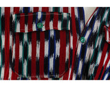 Size Medium Men's Western Shirt - Late 40s 50s Cowboy Top - Like Chimayo Saltillo Handwoven Cotton - Red Green Blue Americana - Chest 43