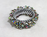 1950s Expansion Bracelet & Clip Earrings - Iridescent Faceted Mercury Silver Glass - Sophisticated Glam Movie Star Look - 50s 60s Glamour