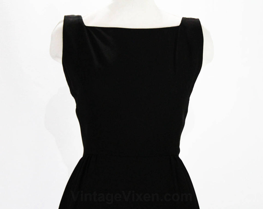 Size 2 Black Evening Dress - 60s Audrey Formal Gown with Velveteen & F Vintage Vixen Clothing Size 2 Black Evening Dress - 60s Audrey Formal Gown with Velveteen & F Vintage Vixen Clothing