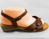Size 7 1/2 Unworn Brown Leather Sandals - 1980s Softspots Shoes - Soft Spots Retro Summer Sandal - NOS Deadstock - 7.5W - Wide Width - 46970