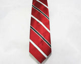 Men's Designer Tie - Maroon Red & Silver Gray Striped Necktie - 1970s Guy Laroche Paris France Label - 70s Burgundy Collegiate Preppie Style