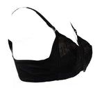 ca. 1963 Perky Black Bra with Floral Embroidery - 34A Modest Coverage Brassiere - Style 1161 Playtex Living - Size 34 A - Bust 34 to 36.5