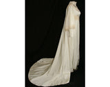 Size 6 Bridal Dress - Fanciful Lace & Satin Vintage Wedding Gown - Romantic Sleeves - Antique Style - Attached Train - Bust 34.5 - 32772