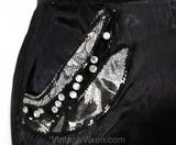 Size 16 Party Girl Outfit - 1990s Black Satin 3 Piece Set - Tank Top & Jacket with Skirt - Artsy Avant Garde Asymmetric Velvet Rhinestones