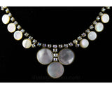 1950s Aurora Rhinestone Necklace - 50s Mid Century Glamour - AB Rhinestones & Mother of Pearl Bubbles - Pageant Style Formal Evening Jewelry