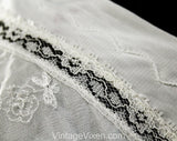 Size 4 Vintage White Full Slip - 1950s Lingerie - 50s Classic Dress Slip - Thin Tricot & Lace with Embroidery Scallops - Double Layer Knit