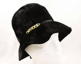 Soft Black Hat - Furry Velvety Napped Felt - 1960s Wide Brim Velour Style Hat - Ribbon Band & Bow - European 60s Millinery - Made in Ireland