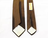 Men's 50s Skinny Tie - As Is Stage Costume Accessory - Brown Silk 1950s Necktie with Three Blue Stars - Ribbed Ombre Fades To Black