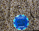 XXS 1960s Juniors Suit - Brown & Khaki 60s Calico Floral Cotton Canvas Jacket Skirt - Daisy Floral Print - Mod Teen - Size 000 Waist 21.5