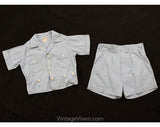 Boys Size 4 30s Play Outfit - 1930s 40s Boy's Blue Cotton Play Set - Two Piece Shirt and Shorts - Childrens 3T 4T - Authentic 1940s Romper