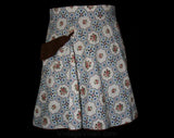 Charming 1940s Blue & Brown Floral Apron - Apron - Half Apron - Size 10 to 14 - Fall - Excellent Condition - Waist 28 to 32 - 30455-1